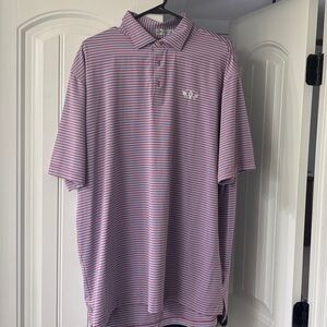 Peter Millar Lavender and White Striped Polo
